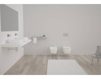 BRIO COMPOSIZIONE SANITARI SOSPESI S/BRIDA C/COPRIWATER FRIZ. BIANCO SATINATO