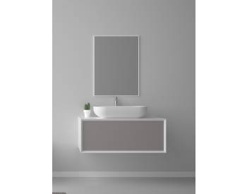 COMPOSIZIONE MOBILE MILANO 100X52 CON LAVABO E SPECCHIO INTEGRATO GRIGIO