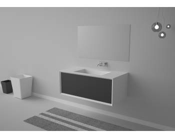 COMPOSIZIONE MOBILE MILANO 100X52 CON LAVABO E SPECCHIO INTEGRATO NERO