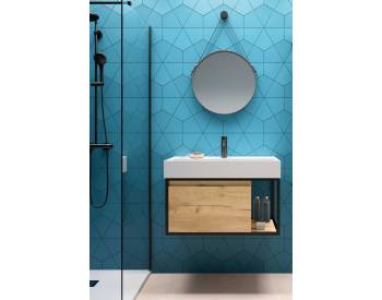 Mobile sospeso Vinci 80x46 con lavabo e specchio