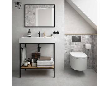 COMPOSIZIONE MOBILE VINCI A TERRA 80X46 CON LAVABO SPECCHIO E LAMPADA