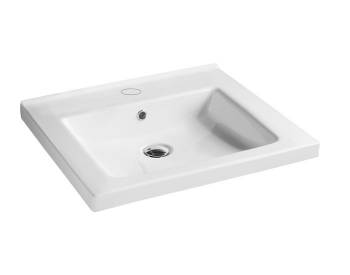 Lavabo Consolle Trendy sospeso/su mobile 61x51 senza foro in ceramica bianco lucido