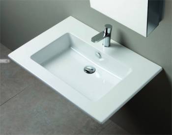 Lavabo consolle sospeso/appoggio 106x51 rettangolare in ceramica bianco lucido