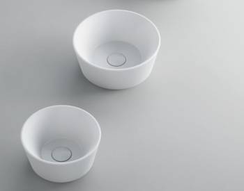 Lavabo Forma appoggio salvaspazio 30x30 tondo in ceramica bianco lucido