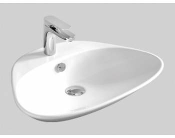 Lavabo da appoggio Plettro Quadro monoforo cm 59x45