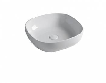 Lavabo Easy appoggio salvaspazio 45x45 quadro in ceramica nero lucido