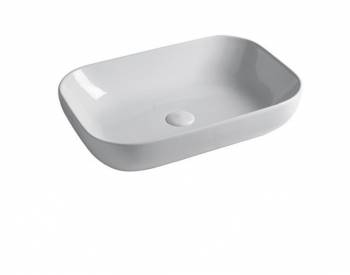 Lavabo Easy appoggio 62x42 rettangolare in ceramica bianco lucido