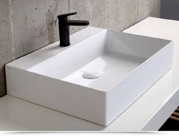 Lavabo Elegance sospeso/appoggio 42x35 monoforo in ceramica bianco lucido