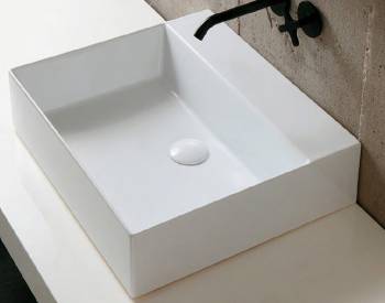 Lavabo Elegance sospeso/appoggio 50x45 senza foro in ceramica bianco lucido