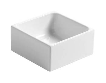 Lavabo della serie Lavabi D'arredo appoggio salvaspazio 25x25 quadrato in ceramica bianco lucido