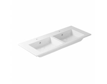 LAVABO PLUS/MEG11 SOSPESO INCASSO SOPRAPIANO DOPPIA VASCA 121X51 h16 BIANCO