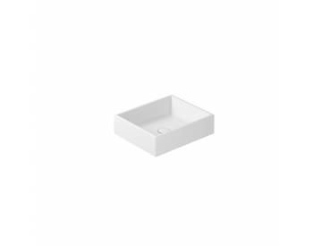 Lavabo Plus Design sospeso/appoggio salvaspazio senza foro cm. 40x38 rettangolare bianco