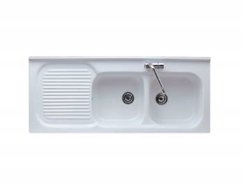 LAVELLO IN CERAMICA 122X50 FLORENCE 2 VASCHE DX BIANCO PER MOBILE