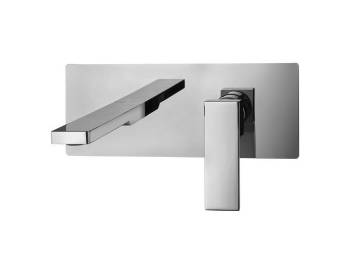 Miscelatore Elle lavabo incasso a muro con piastra inox