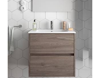 BASE SOSPESA VENERE 60X45 2 CASSETTI ROVERE TIMELESS+ LAVABO IN CERAMICA