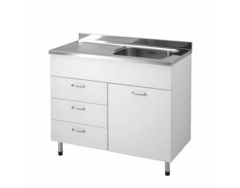 SOTTOLAVELLO CUCINA FACILE 80X50 AD UN'ANTA E 3 CASSETTI  BIANCO COMPLETO DI LAV